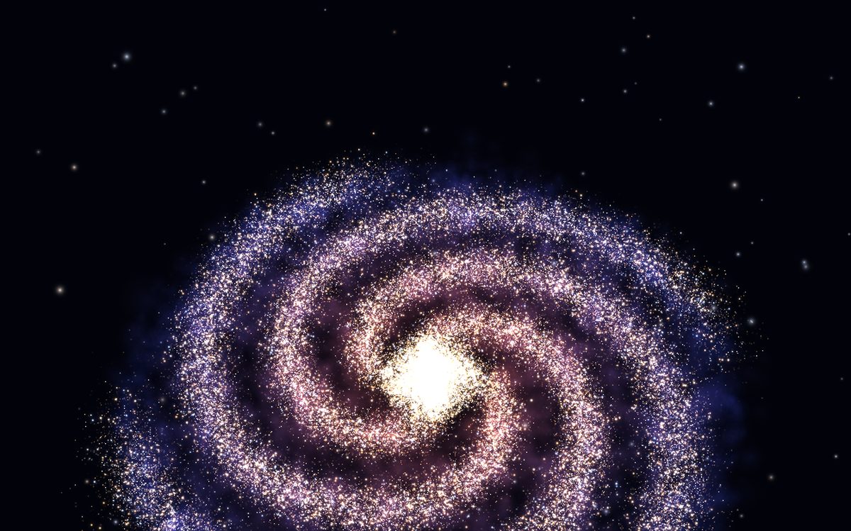 A spiral galaxy of 160,000 stars rendered as a glowing point cloud.